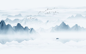 抽象意境水墨山水畫背景墻