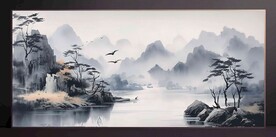 山水畫(huà)裝飾畫(huà)無(wú)框畫(huà)