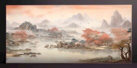 山水畫(huà)裝飾畫(huà)無(wú)框畫(huà)
