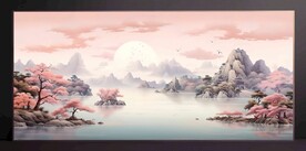 山水畫裝飾畫無框畫