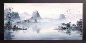 山水畫裝飾畫無框畫
