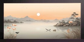 山水畫裝飾畫無框畫