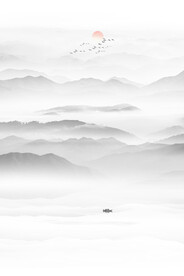 竖幅水墨画
