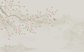 新中式工筆花鳥畫背景墻