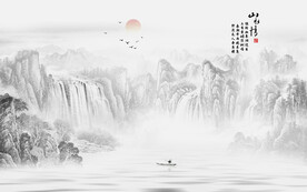 山水情背景墙