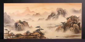 山水畫裝飾畫無框畫