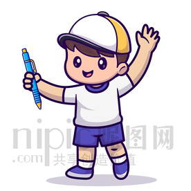 可爱卡通小男孩学习教育