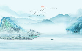 新中式山水畫背景墻