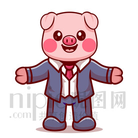 可愛(ài)卡通小豬成功人士