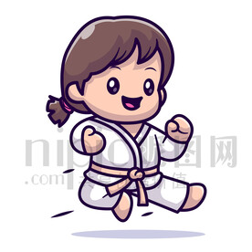 可愛(ài)卡通跆拳道小女孩