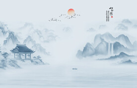 水墨江南水鄉(xiāng)背景墻