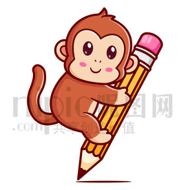 可爱卡通爱学习的小猴子