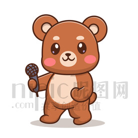 可愛卡通主持人小灰熊