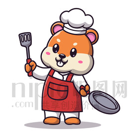 可愛卡通廚師小松鼠