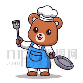可爱卡通厨师小熊