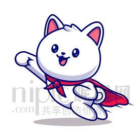 可愛卡通小白貓