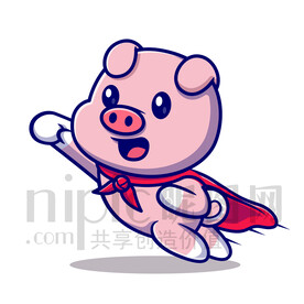 可爱卡通超人小猪