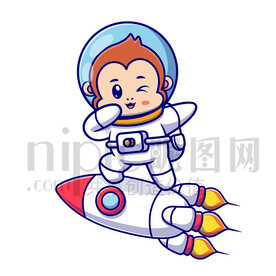 可爱卡通穿着宇航服的太空猴子