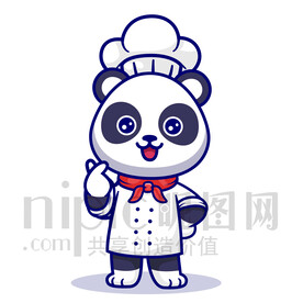 可愛卡通熊貓廚師