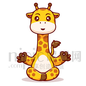 可爱卡通打坐的长劲鹿