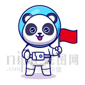 可愛卡通宇航員大熊貓