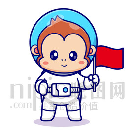 可爱卡通宇航员小猴子