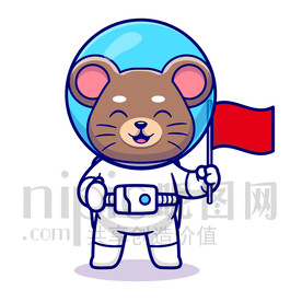 可爱卡通宇航员小老鼠