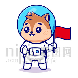 可愛卡通宇航員小松鼠