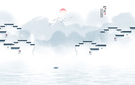 水墨江南水鄉(xiāng)背景墻
