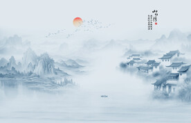 水墨江南水鄉(xiāng)背景墻