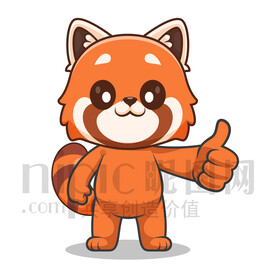 可愛卡通點(diǎn)贊的小浣熊熊貓