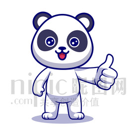 可爱卡通点赞的大熊猫