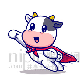 可愛卡通超人奶牛