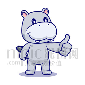 可愛卡通點(diǎn)贊的大河馬