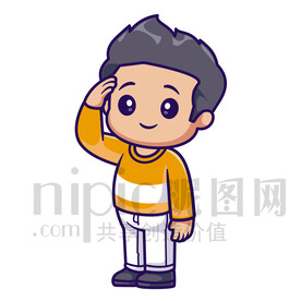 可愛卡通小男孩敬禮