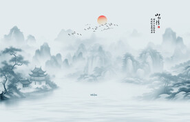 水墨江南水鄉(xiāng)背景墻