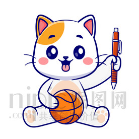 可愛卡通玩球的小喵咪