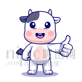 可愛卡通點贊的小奶牛