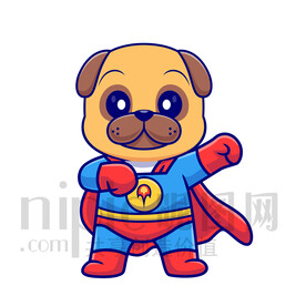 可愛卡通超人小狗癩皮狗