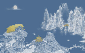 线描肌理山水背景墙