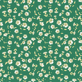 清新綠底米色小碎花