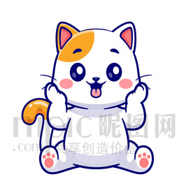 可愛卡通捂臉的貓咪