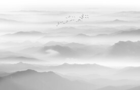 現(xiàn)代意境新中式山水背景壁畫