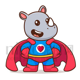 可愛卡通超人犀牛