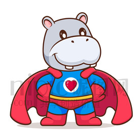 可愛卡通超人河馬