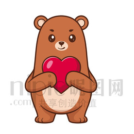 可愛卡通狗熊抱著愛心熊大熊二