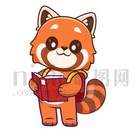 可愛卡通愛學(xué)習(xí)的小浣熊