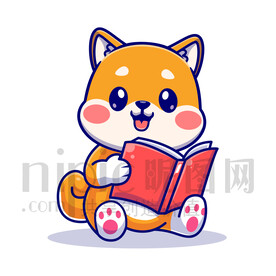 可愛卡通愛學(xué)習(xí)的小狗