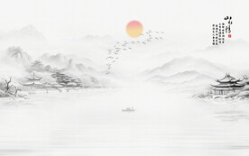 意境山水電視沙發(fā)背景墻