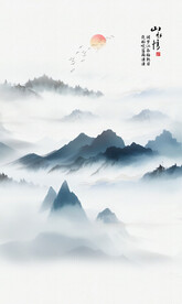 竖幅水墨画